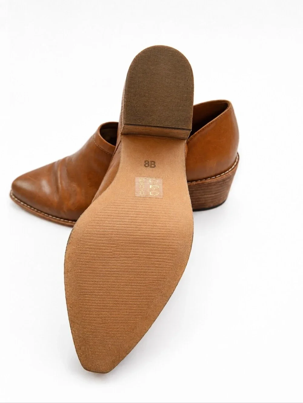 Madewell Brown Leather Cutout Ankle Shoes Block Heel Size 8 - Picture 5 of 8